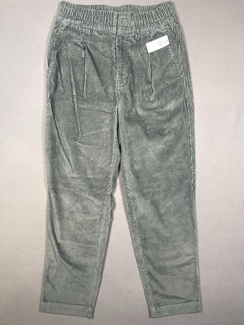 NWT GAP High Rise Corduroy Pleated Elastic Waist Green Pants - Women Size XS